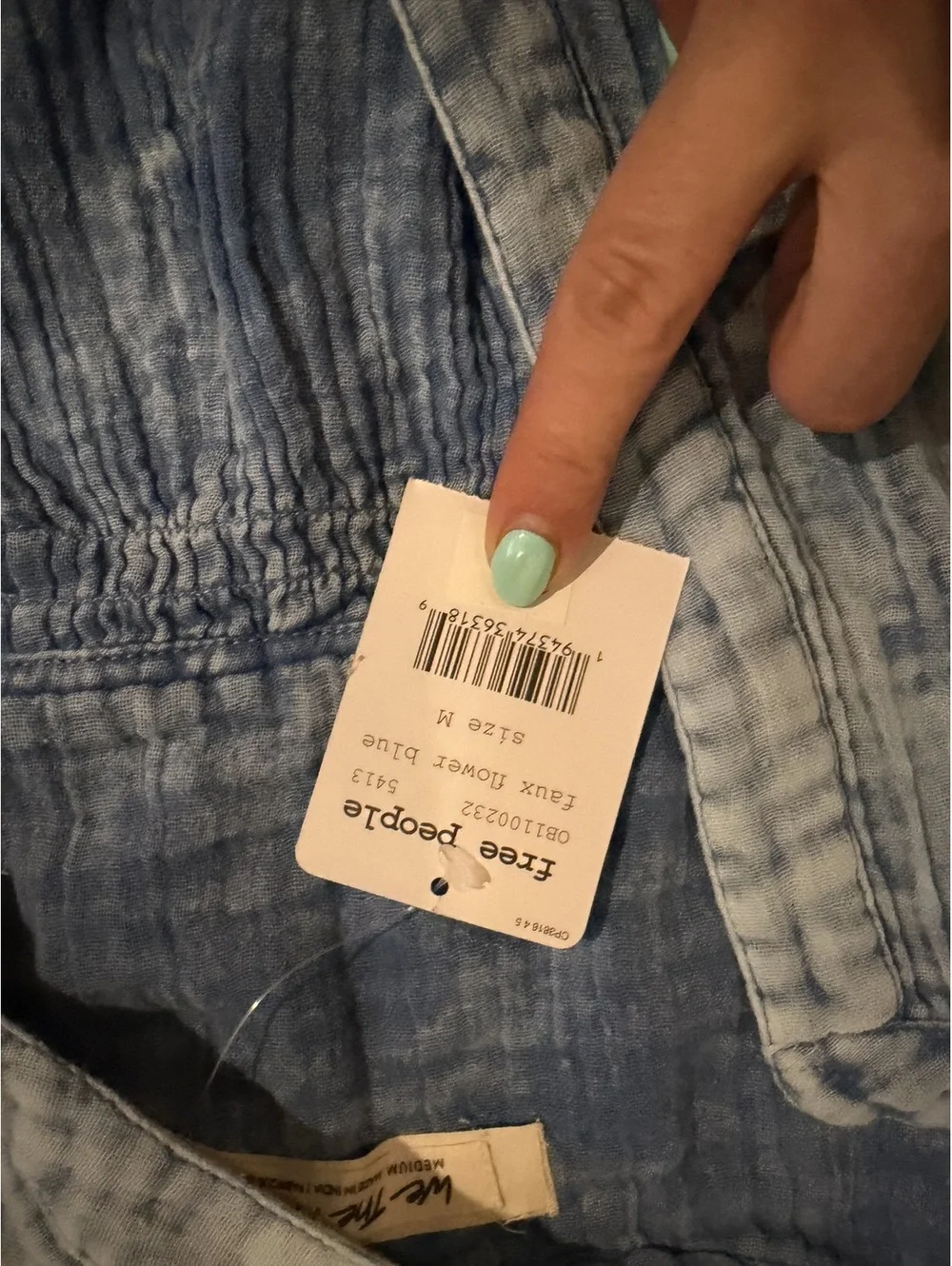 NWT We the Free Freepeople Anguilla Washed Denim Gauze Pullover M